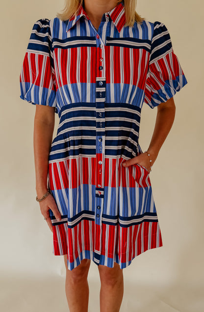 SET SAIL BUTTONED MINI DRESS