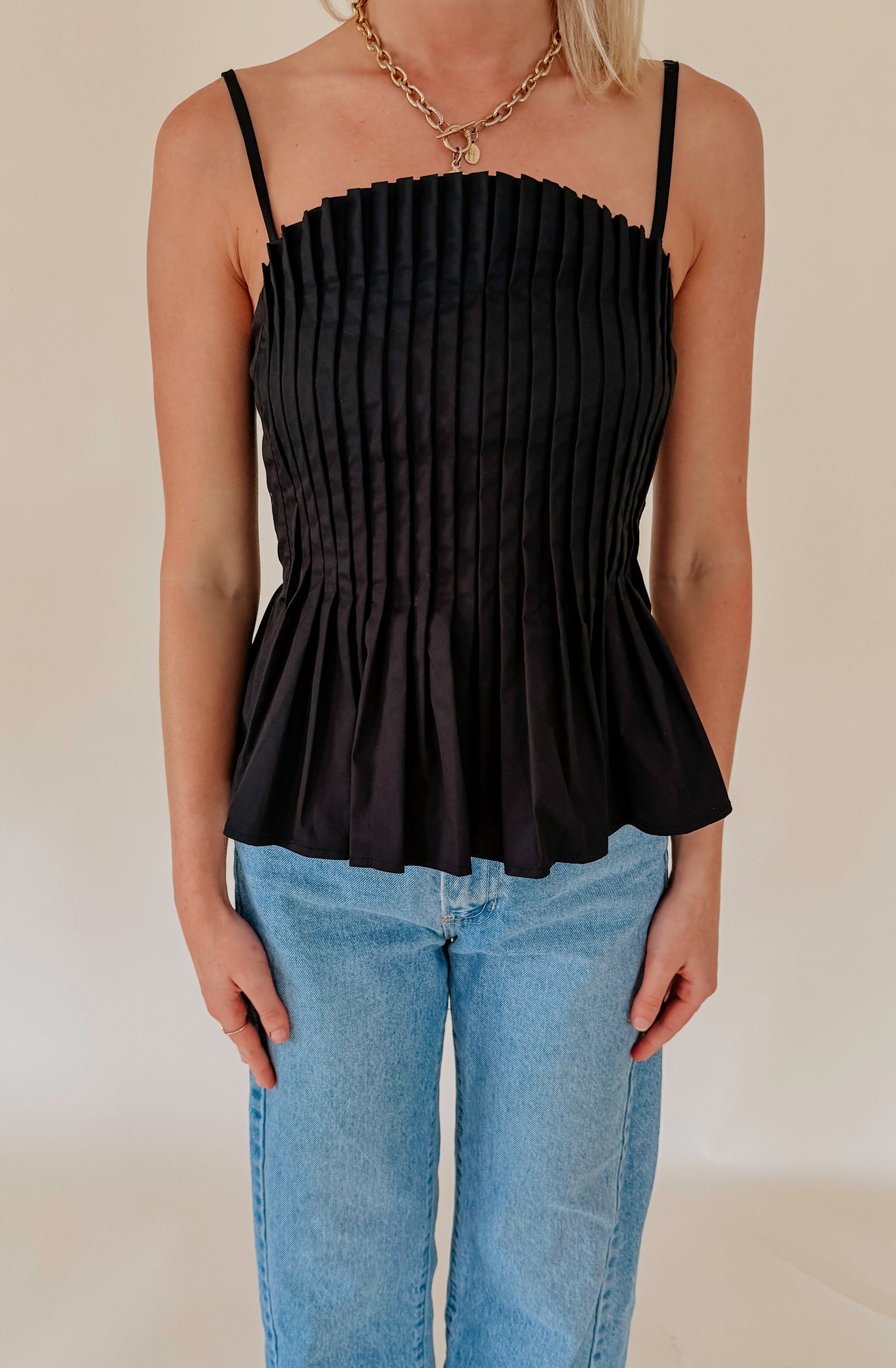 PLEATS TO MEET YOU POPLIN BLEND TANK