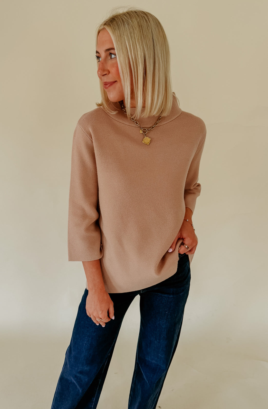 YOUR NUMBER ONE MOCK NECK SWEATER