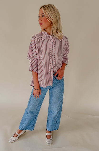 SWEET TALK STRIPED BUTTON UP