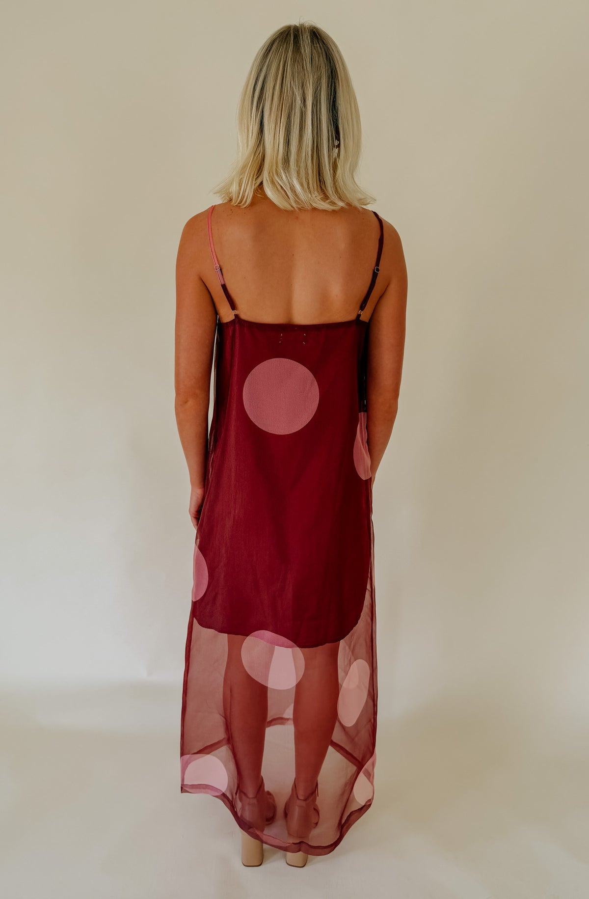 MAROON SHEER MIDI DRESS