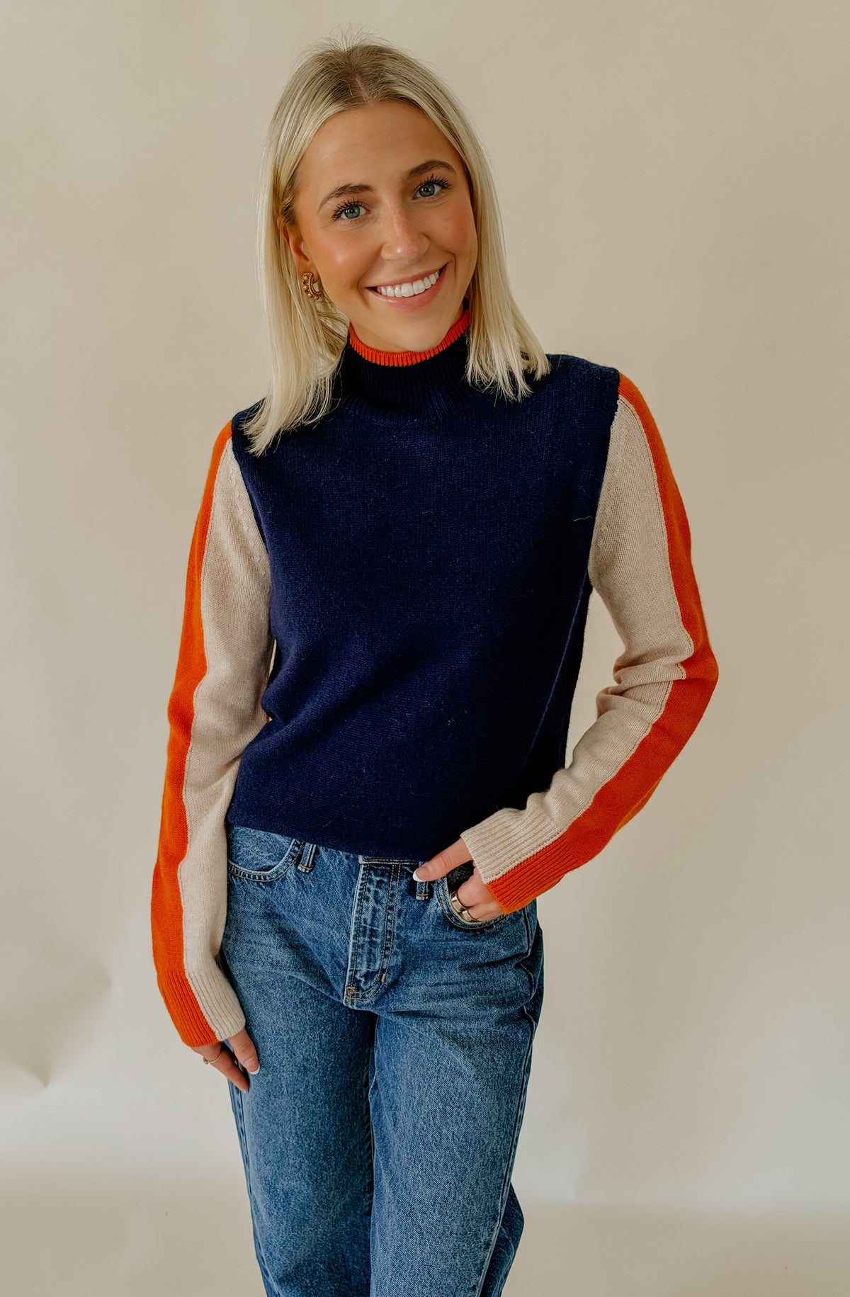 AUBURN COLOR BLOCK SWEATER