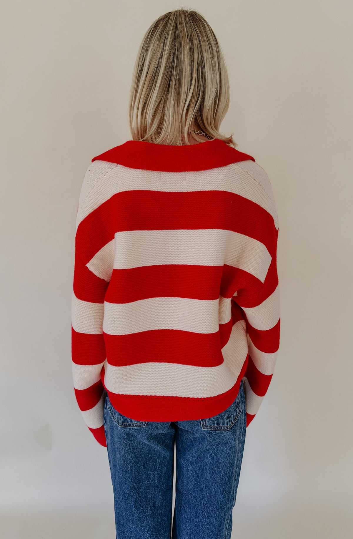 STRIPED COLLARED SWEATER
