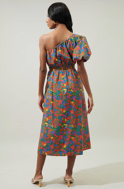 THE ZINA ONE SHOULDER MIDI