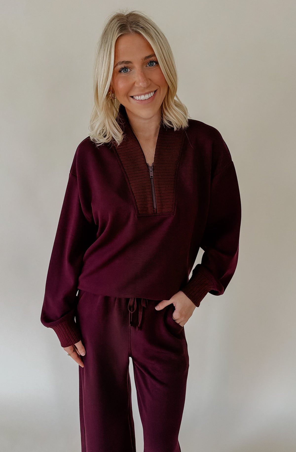 LIGHT AS AIR MODAL RIB QUARTER ZIP JACKET