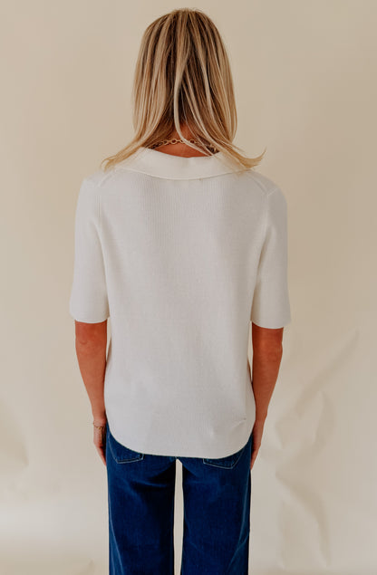 THE WREN KNIT POLO TOP