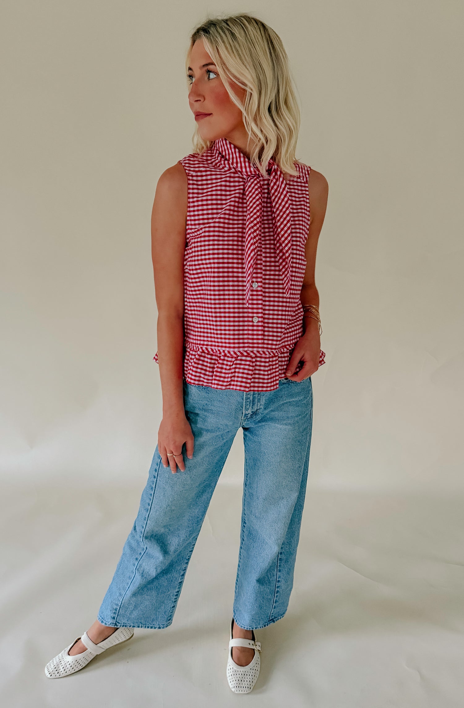 TIE BREAKER GINGHAM TOP