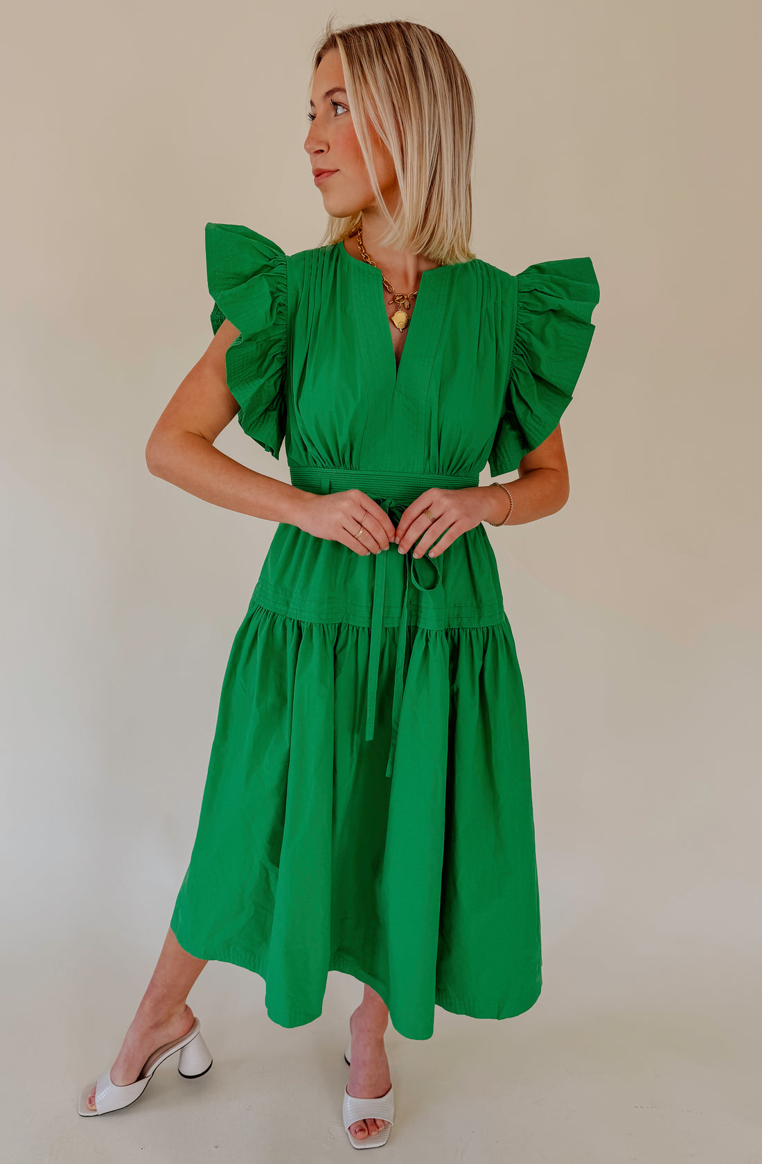 LOOK AFTER YOU POPLIN MIDI DRESS