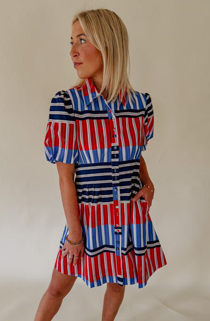 SET SAIL BUTTONED MINI DRESS