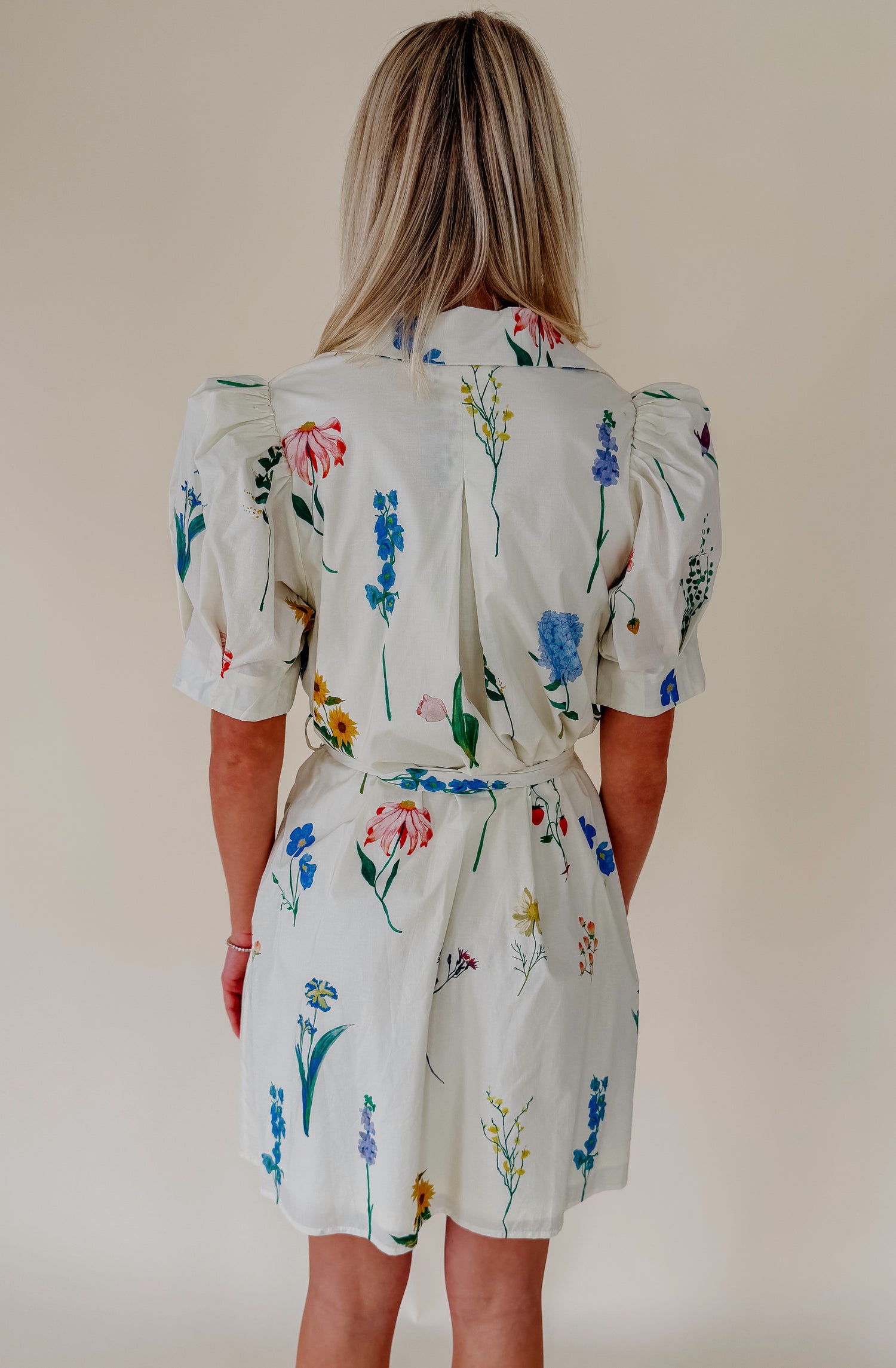 AROUND THE WORLD BUTTONED MINI DRESS
