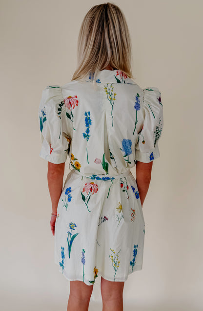 AROUND THE WORLD BUTTONED MINI DRESS