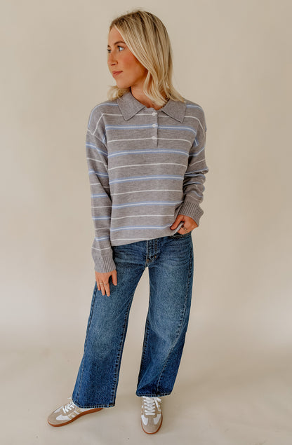 THE JAMIE STRIPED COLLARED SWEATER