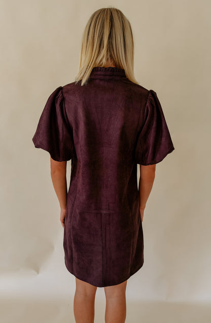 THE LENA FAUX SUEDE SHIFT DRESS