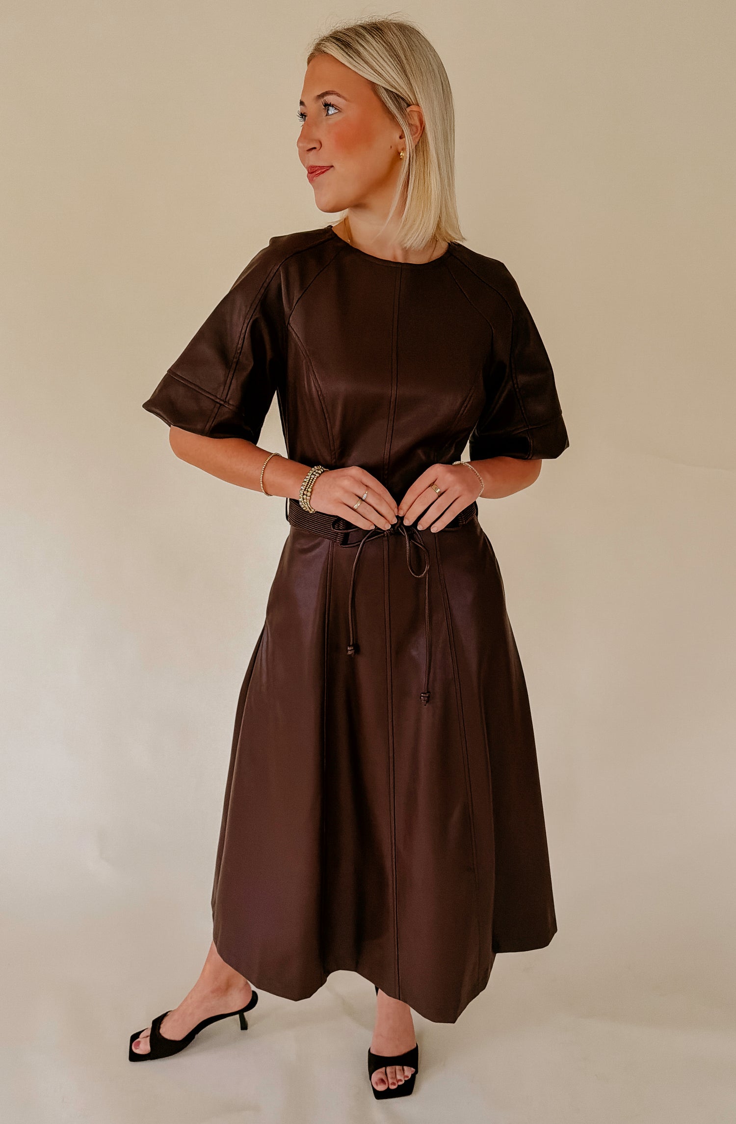 THE SAVANNAH FAUX LEATHER DRESS