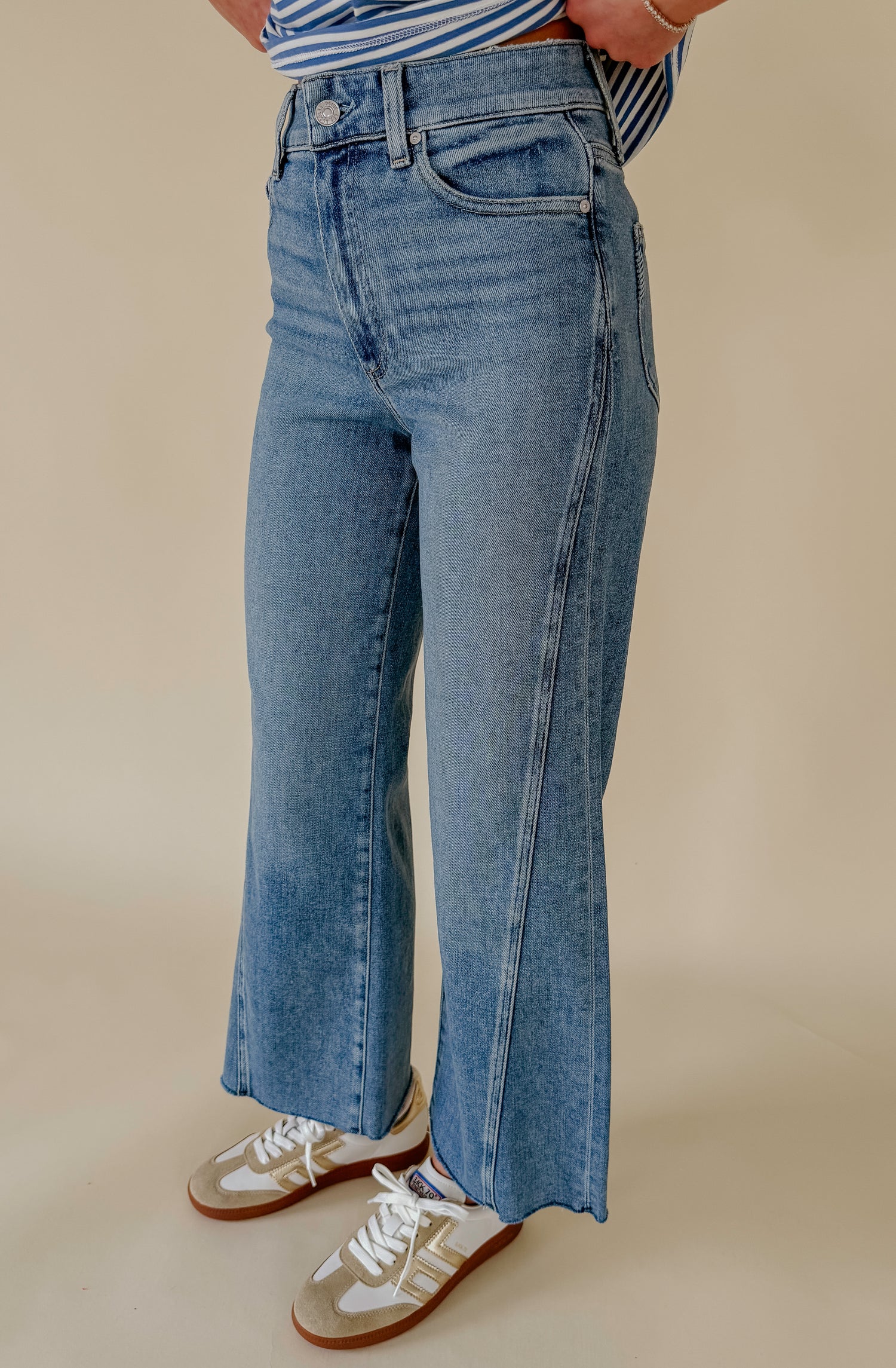 PAIGE ANESSA TWISTED PANEL WIDE LEG DENIM