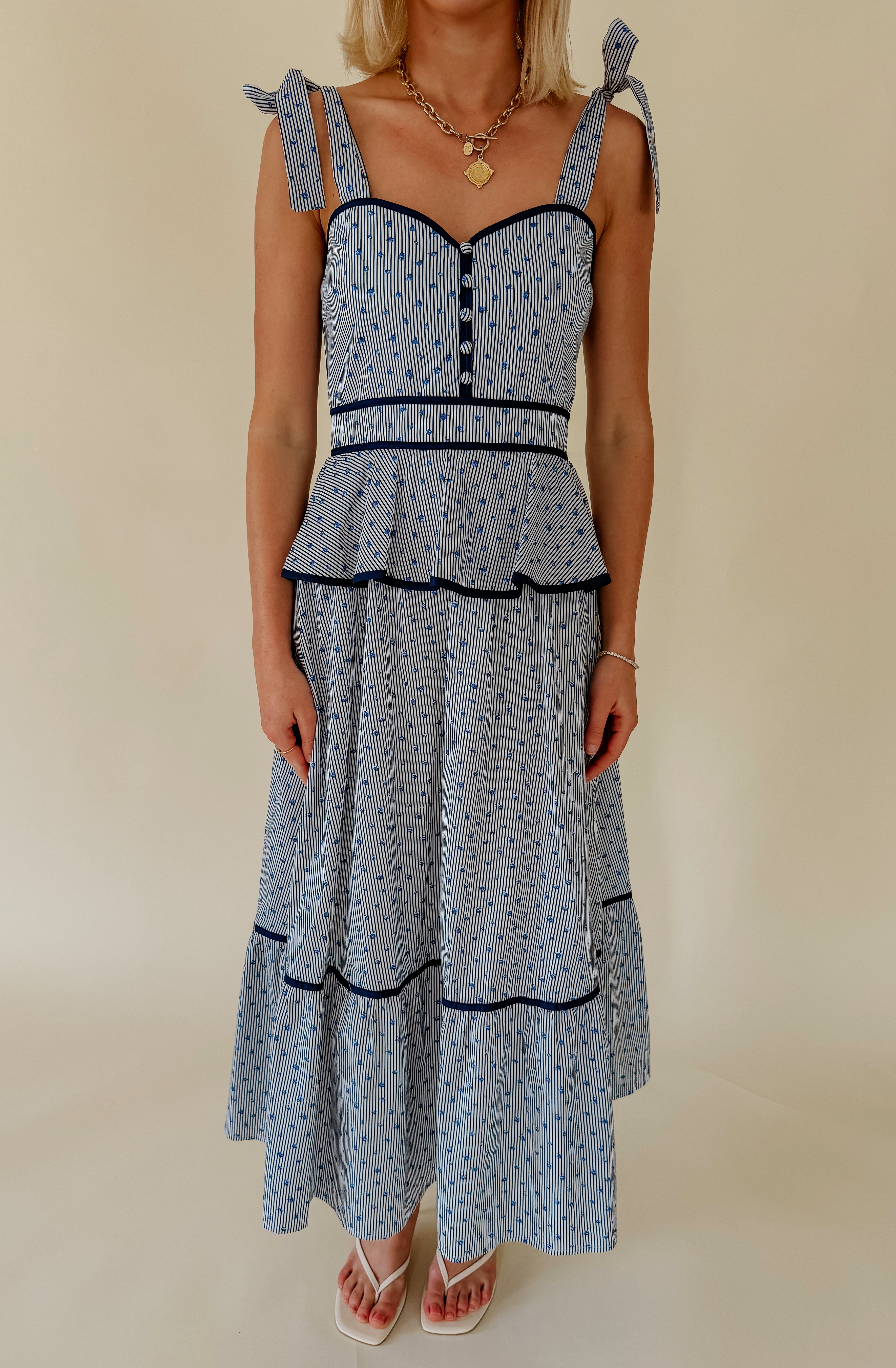 ON THE CONTRAST MIDI DRESS