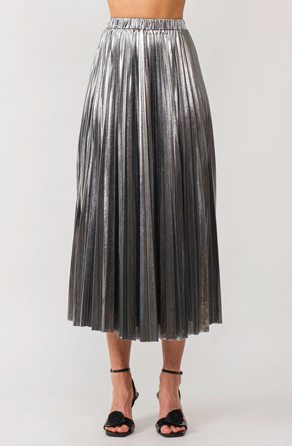MIRRORBALL PLEATED MIDI SKIRT