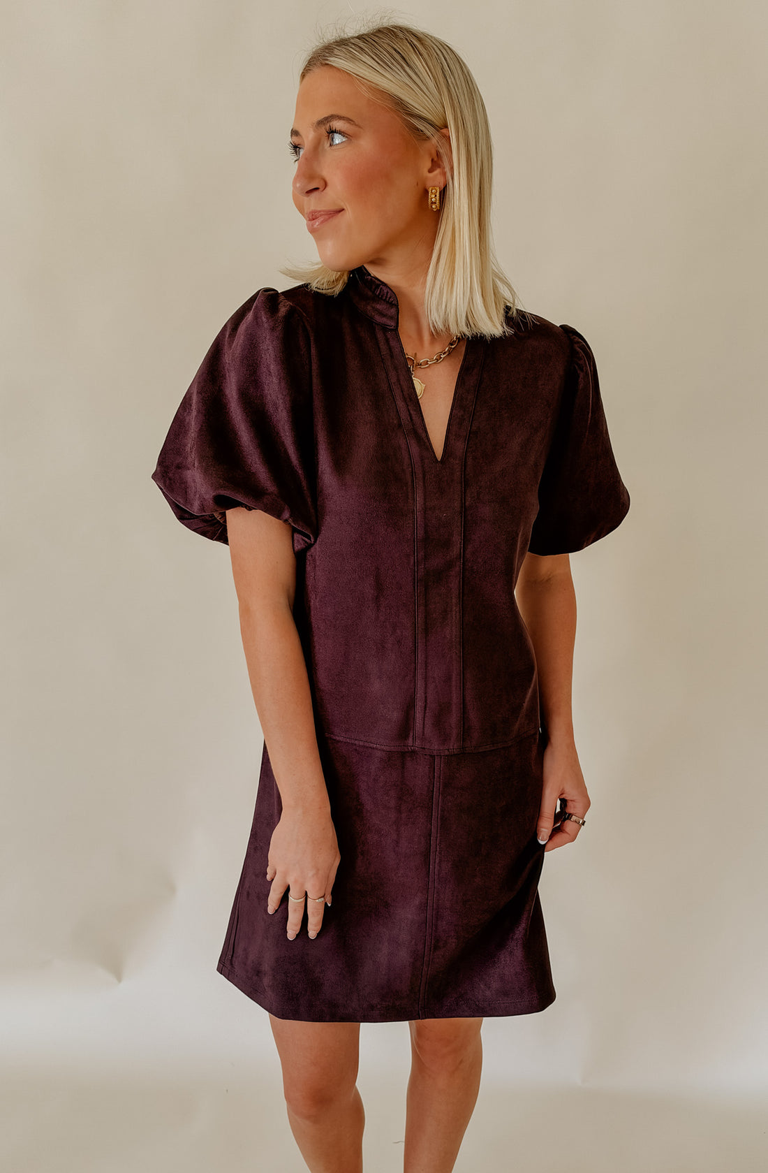 THE LENA FAUX SUEDE SHIFT DRESS