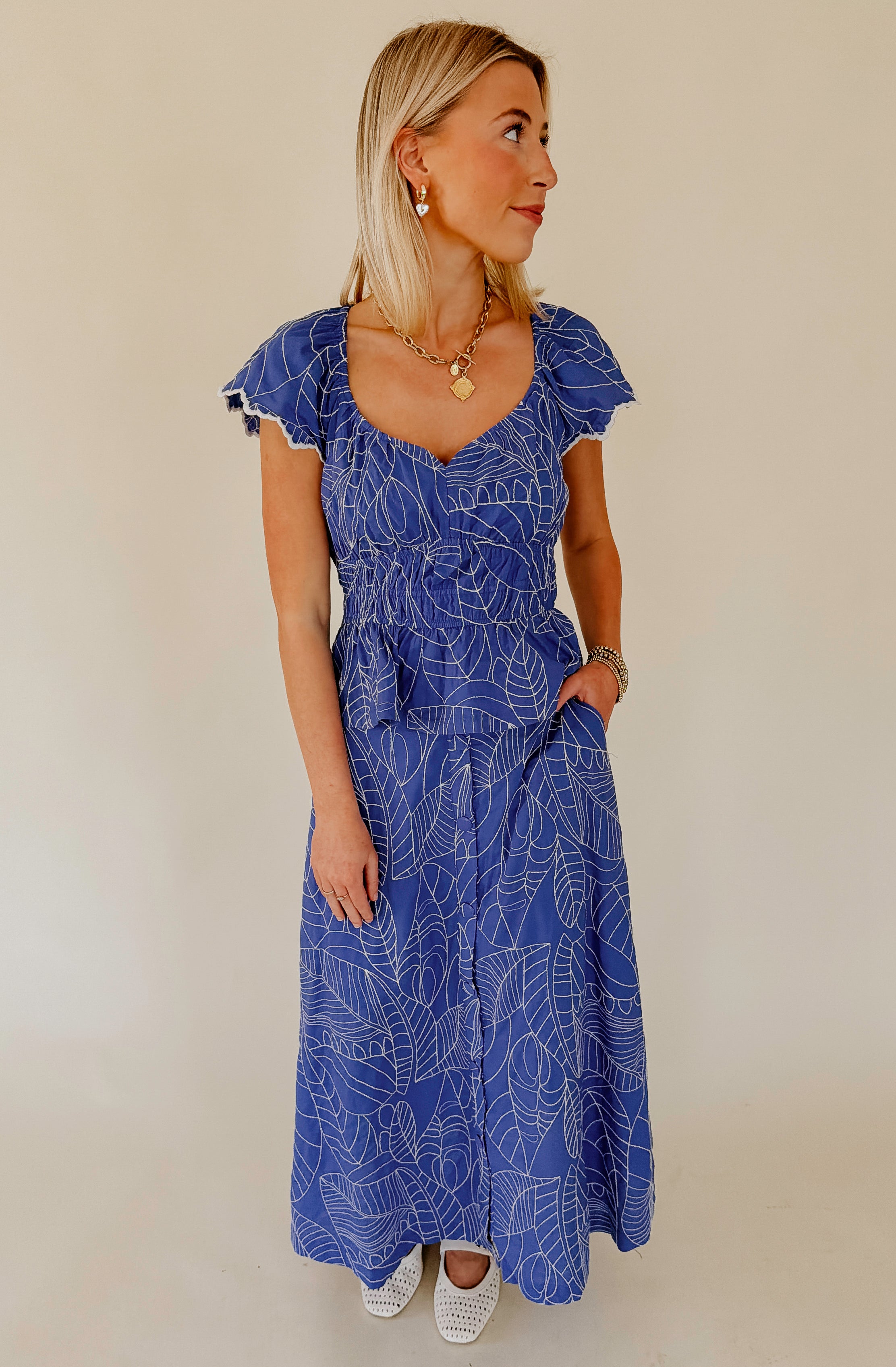 THE BALI EMBROIDERED MIDI SKIRT