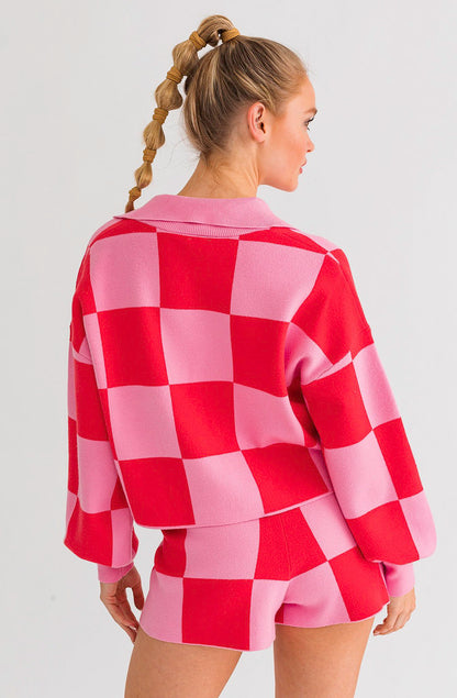CHECK IN TIME CROPPED SWEATER