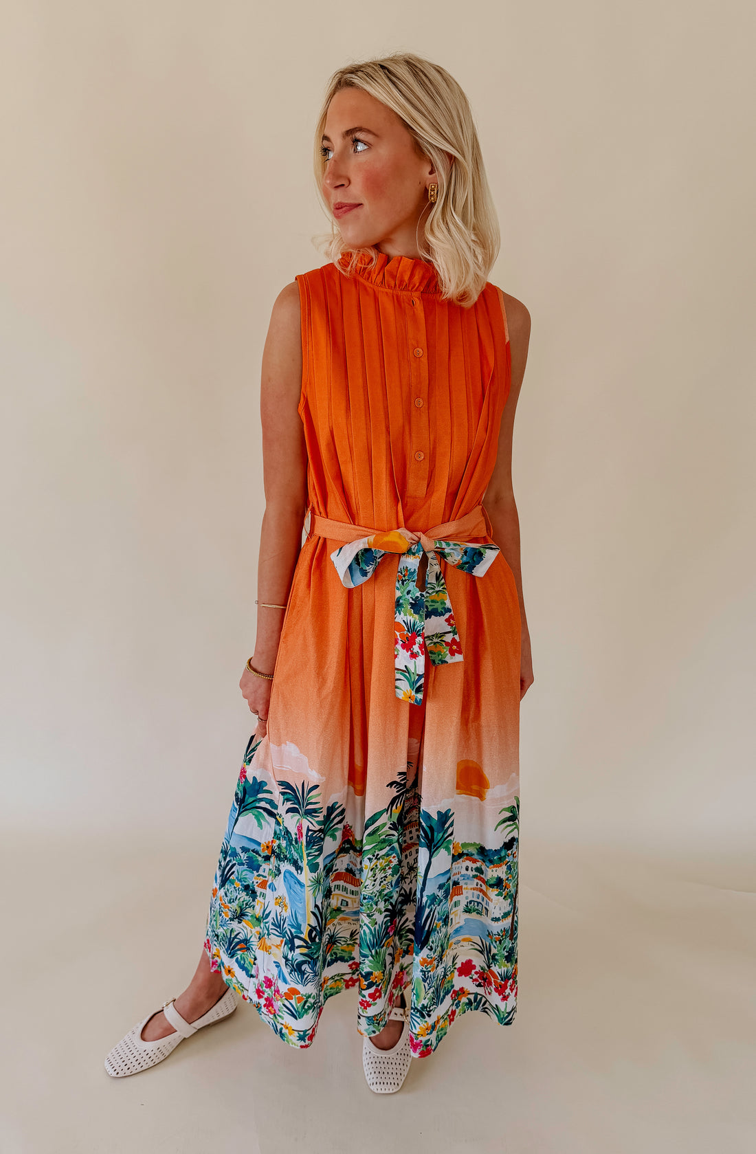 SUNSET NIGHTS BUTTONED MIDI DRESS