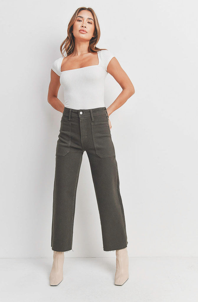 JUST USA HIGH RISE UTILITY WIDE LEG PANT