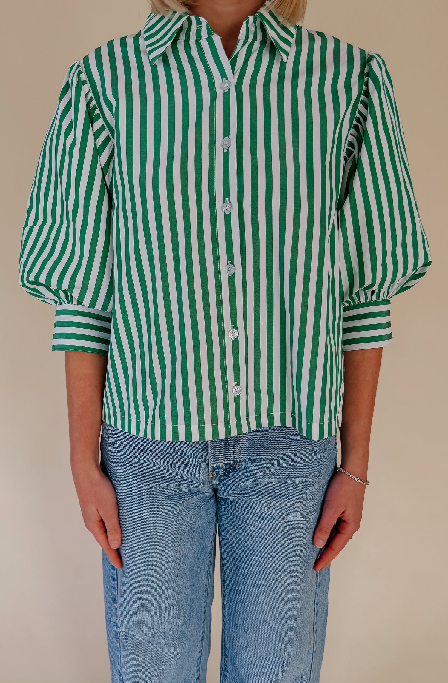 LUCKY STRIPES BUTTONED BLOUSE