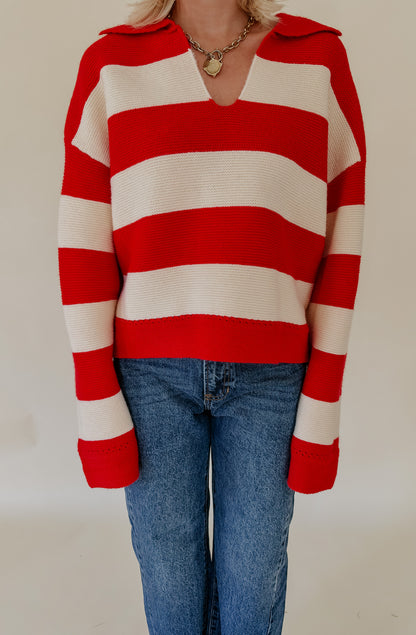 STRIPED COLLARED SWEATER