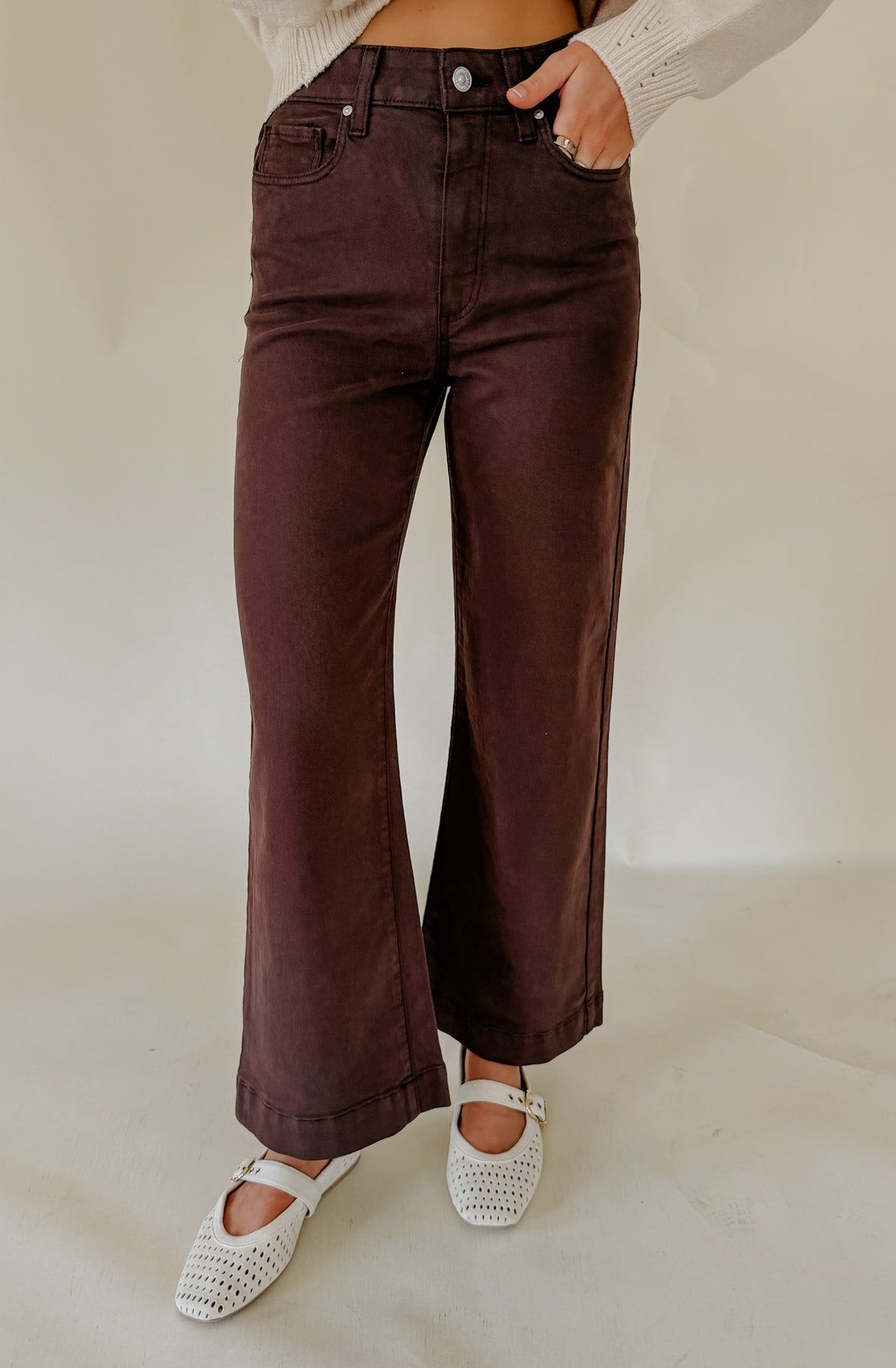 PAIGE ANESSA WIDE LEG IN RICH CHOCOLATE