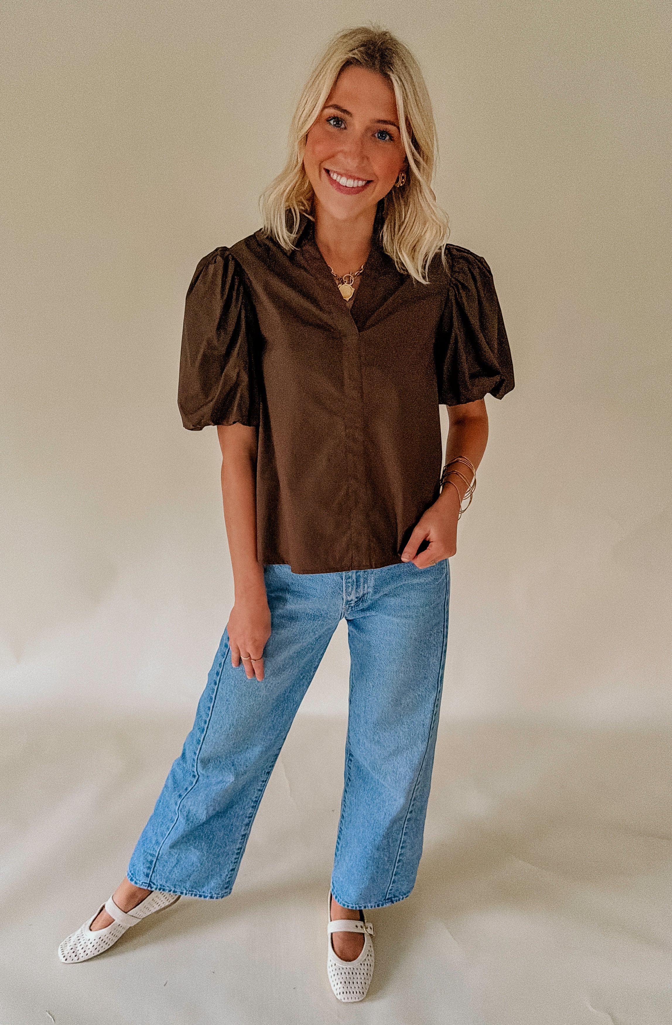 THE HARRIET POPLIN BLEND BLOUSE