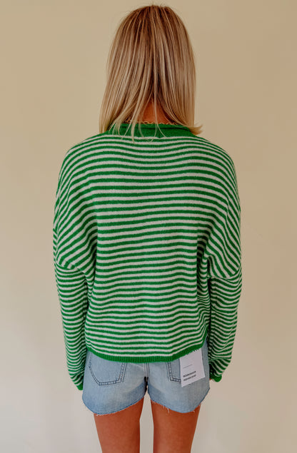 LUCK OF IT ALL STRIPED CARDIGAN