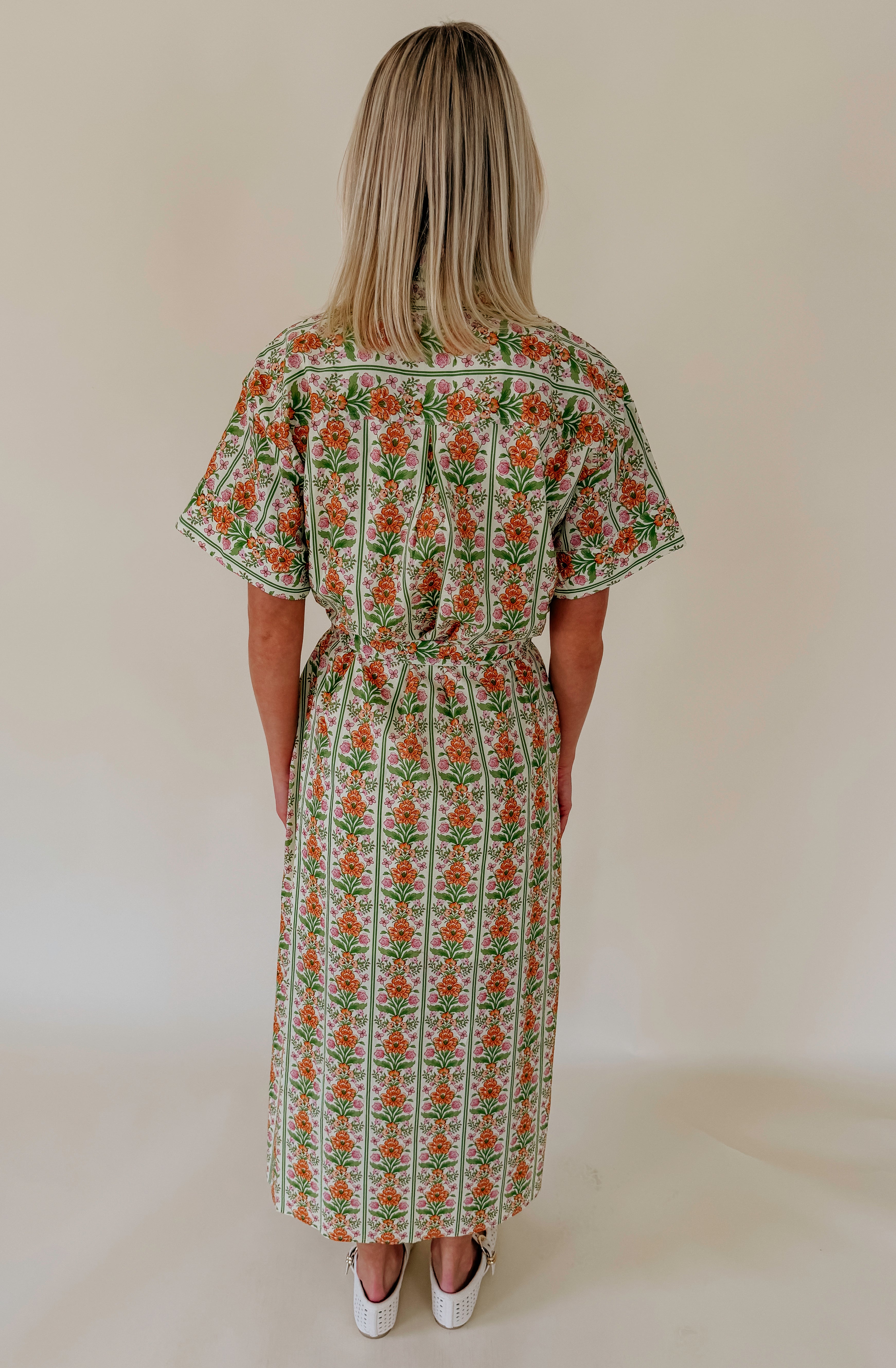 GARDEN PARTY BUTTONED MIDI DRESS