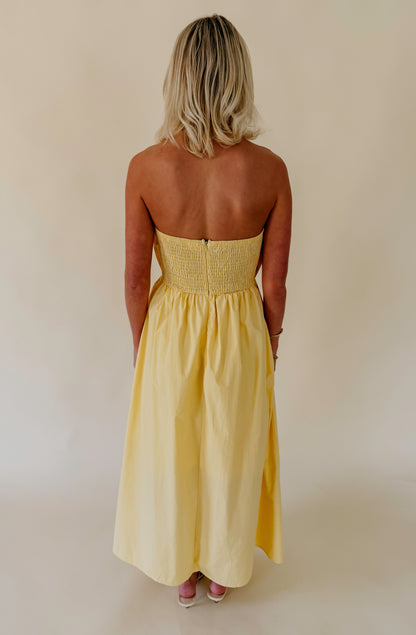 THE MAYCEE STRAPLESS MIDI DRESS