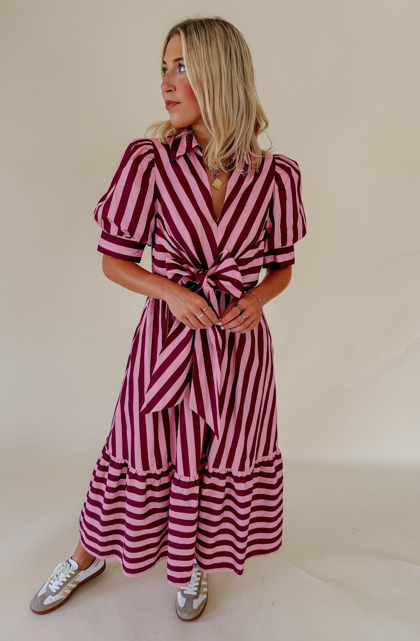 THE OLIVIA STRIPED MIDI DRESS