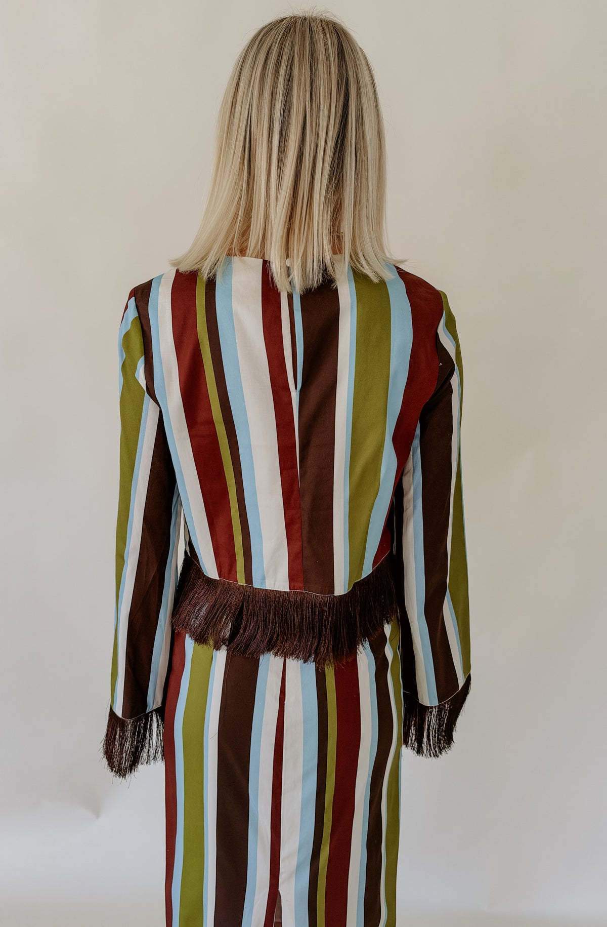 DOWN THE LINE STRIPED FRINGE TOP