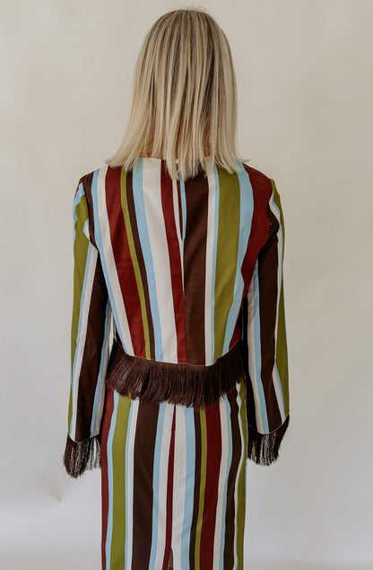 DOWN THE LINE STRIPED FRINGE TOP