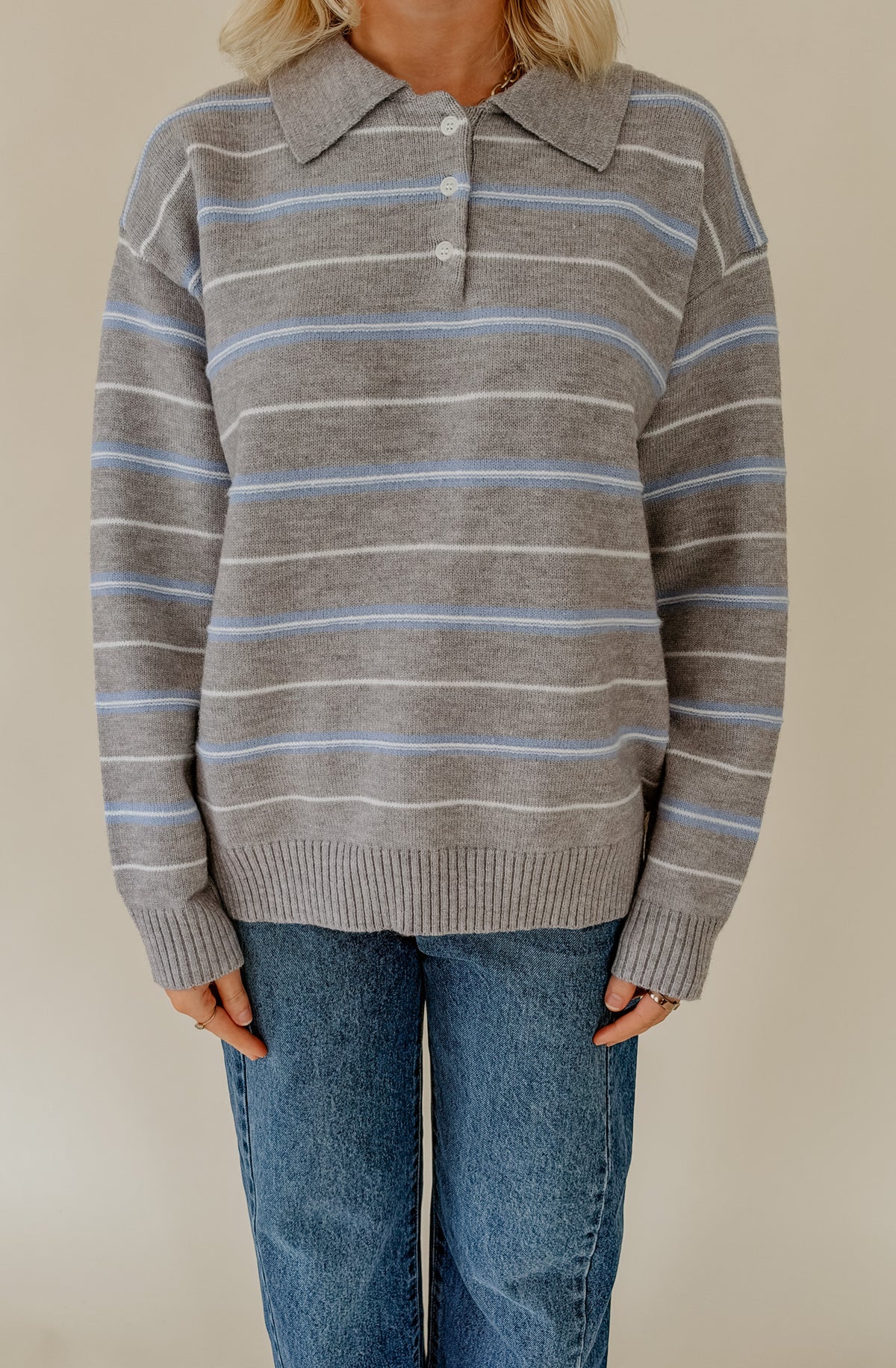 THE JAMIE STRIPED COLLARED SWEATER