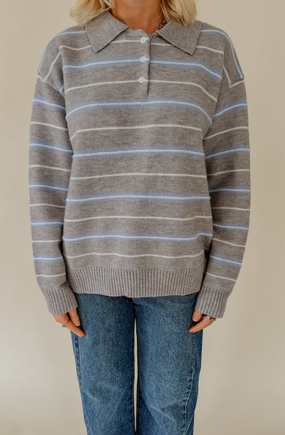 THE JAMIE STRIPED COLLARED SWEATER