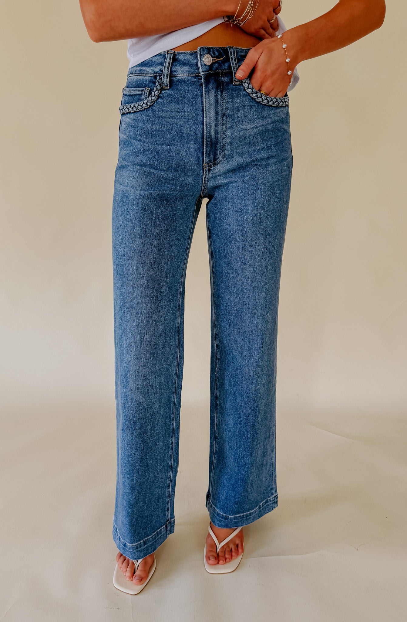 PAIGE ANESSA 31" WITH BRAIDED POCKET EDGE DENIM