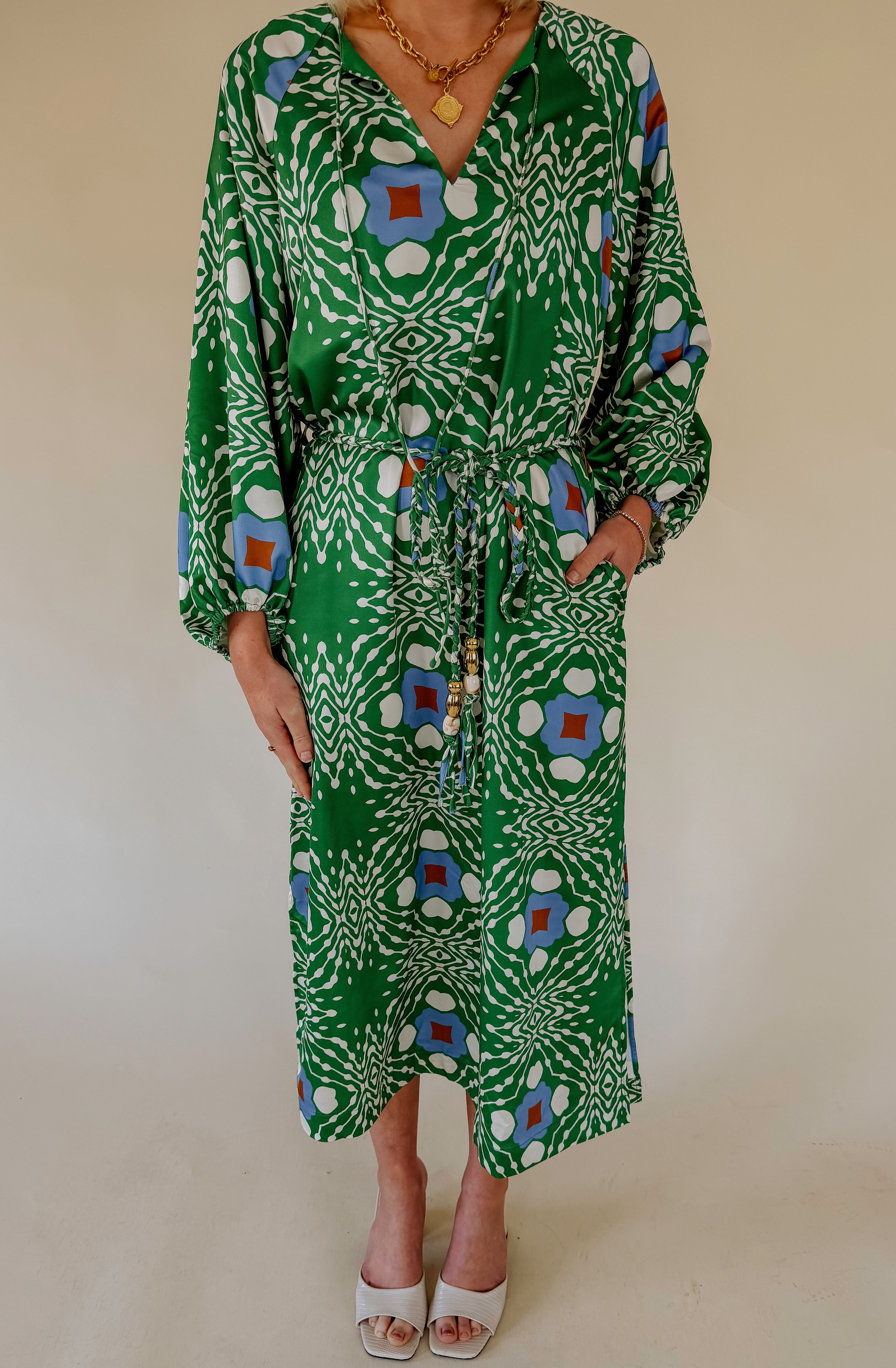 CIEBON JARDON GEO PRINT MIDI DRESS