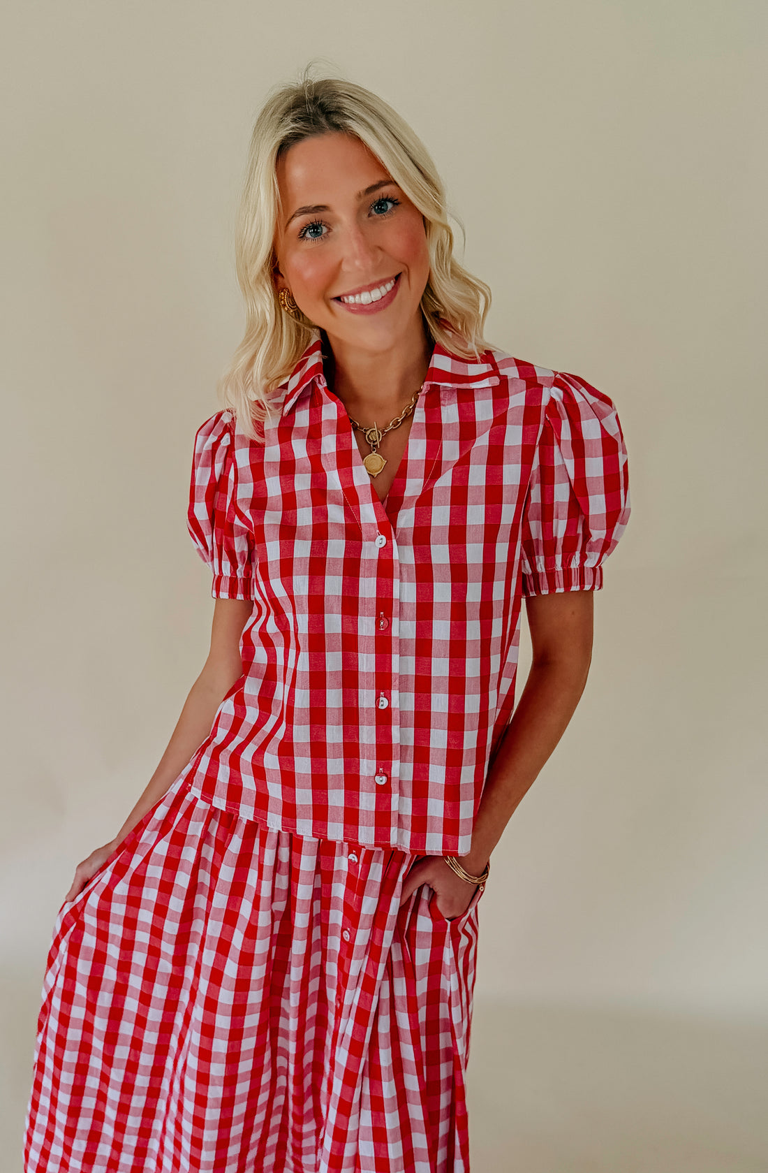 THE PLAID HABIT BUTTONED BLOUSE