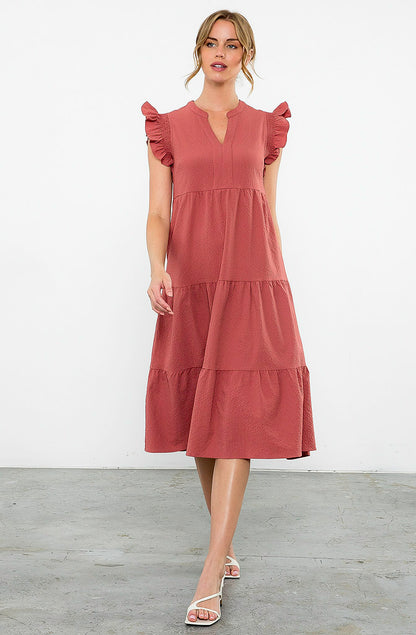 READY SET ROLL MIDI DRESS