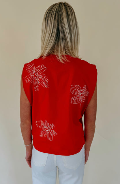 RED-Y FOR IT EMBROIDERED TANK