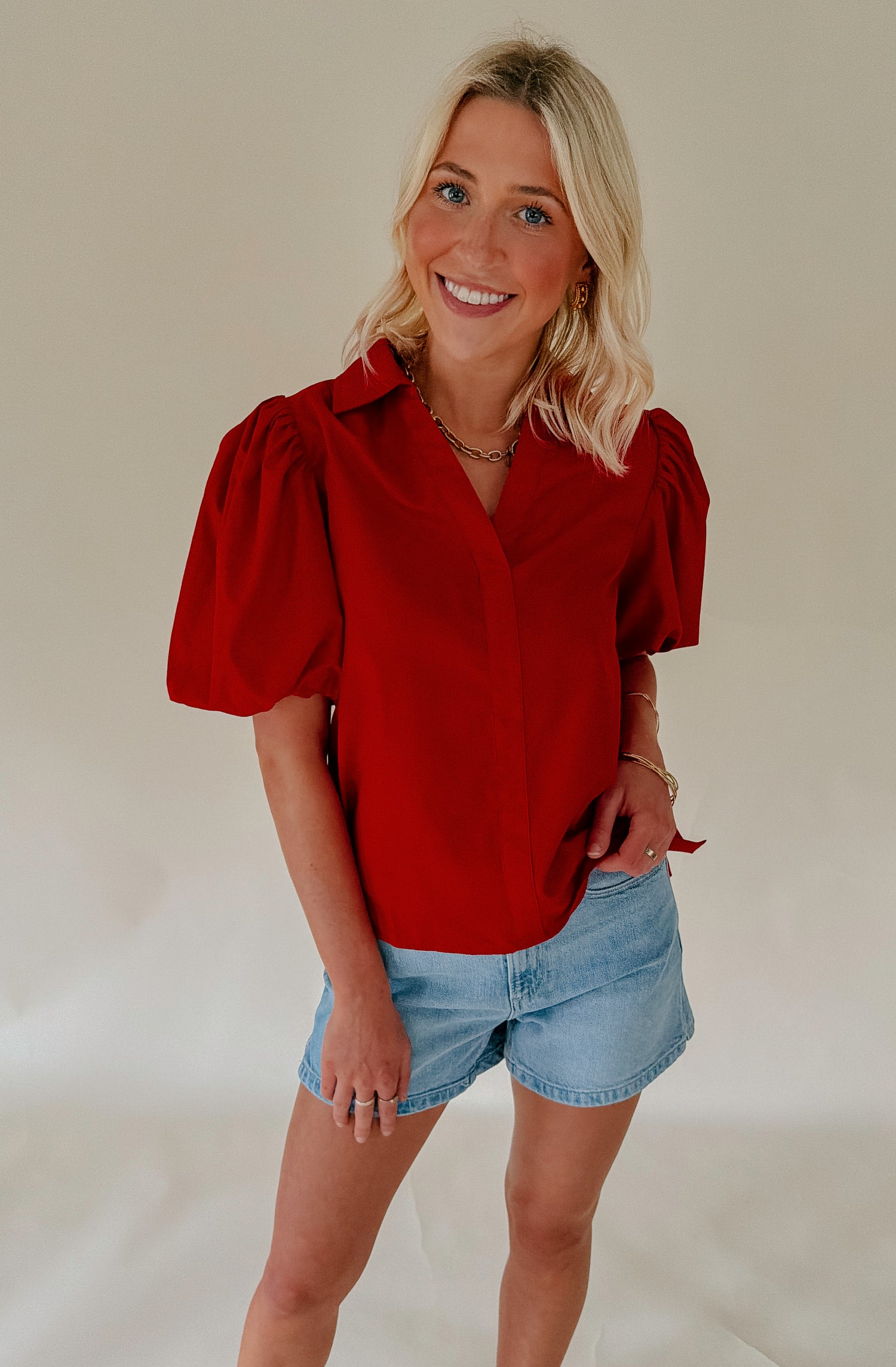 THE HARRIET POPLIN BLEND BLOUSE