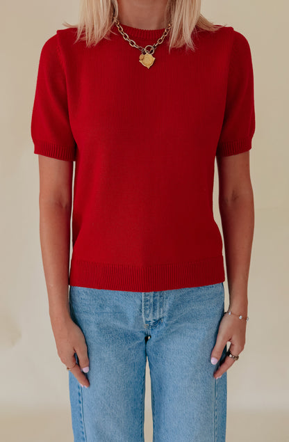 RED CREW NECK SWEATER