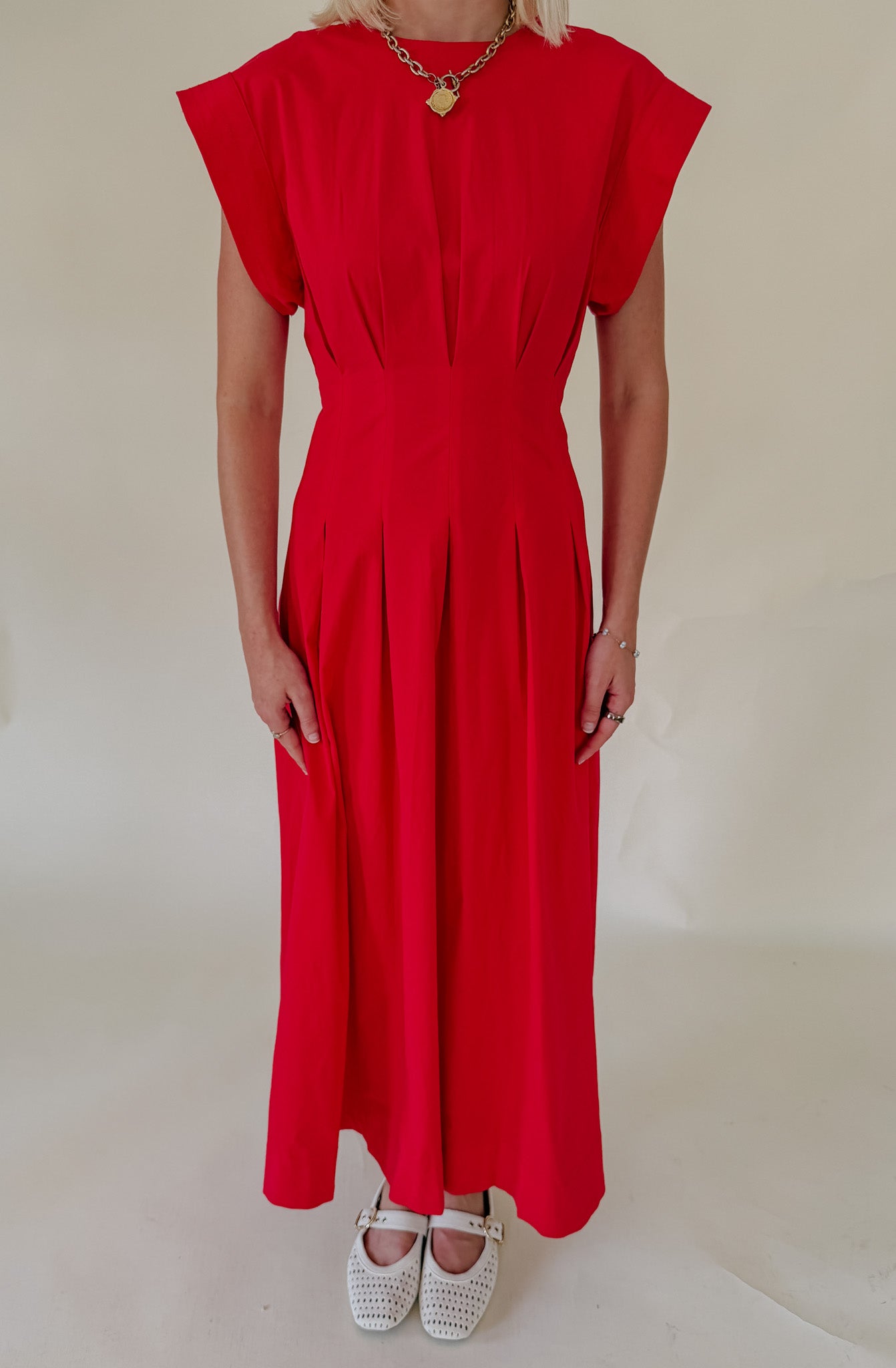 THE ONE OF A KIND POPLIN BLEND MIDI DRESS