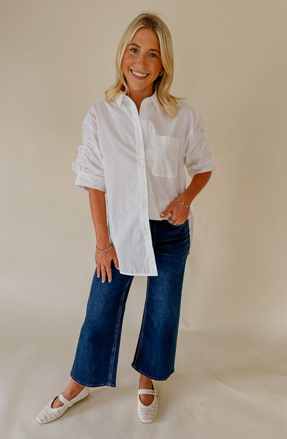 THE MIKAYLA LONG POPLIN BLEND BUTTON DOWN
