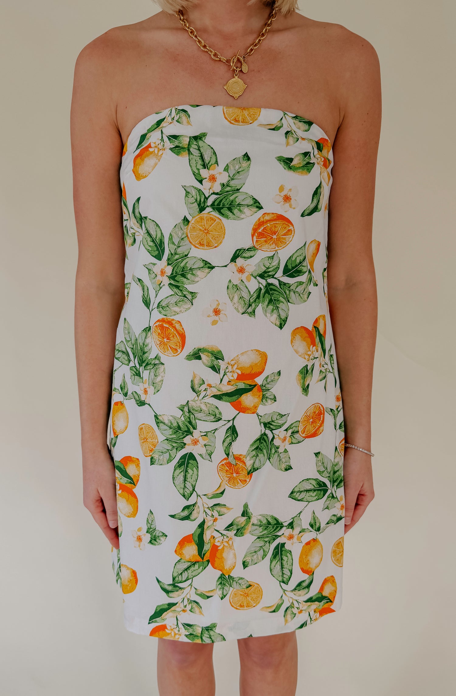 WHEN LIFE GIVES YOU LEMONS STRAPLESS DRESS