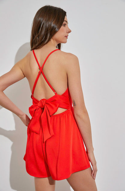 RED HOT TIE BACK ROMPER
