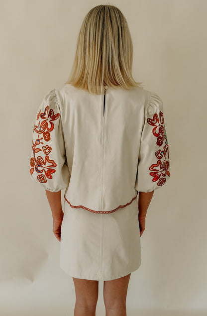 PETAL FORWARD EMBROIDERED BLOUSE